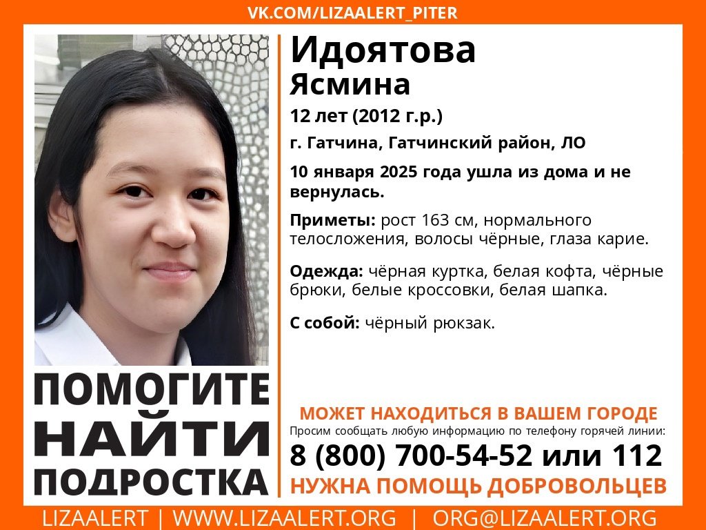 После пропажи 12-летней школьницы в Гатчине завели уголовное дело - О судьбе девочки ничего не известно с 10 января.