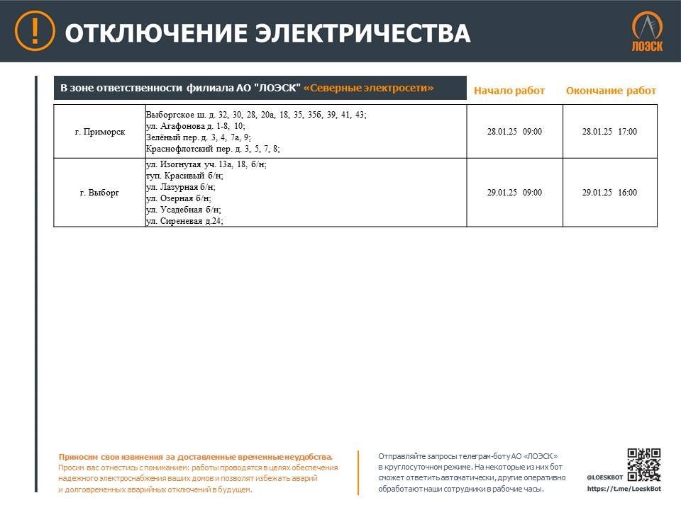 Опубликован график отключений электричества в Ленобласти до конца января - В ЛОЭСК предупредили о плановых работах на электросетях с 27 января.
