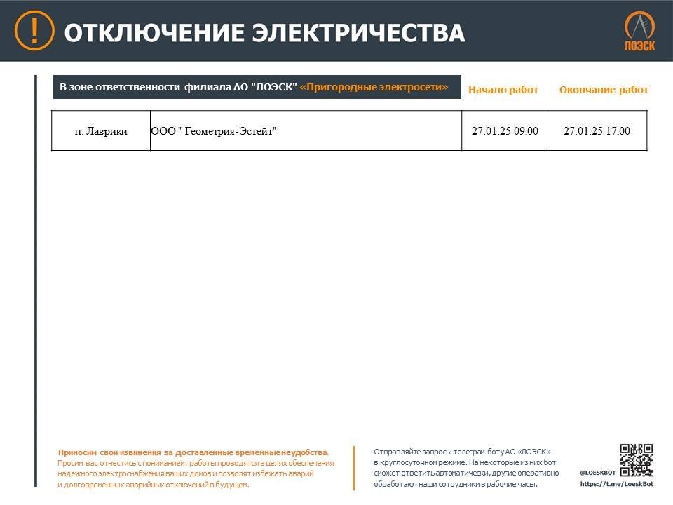Опубликован график отключений электричества в Ленобласти до конца января - В ЛОЭСК предупредили о плановых работах на электросетях с 27 января.