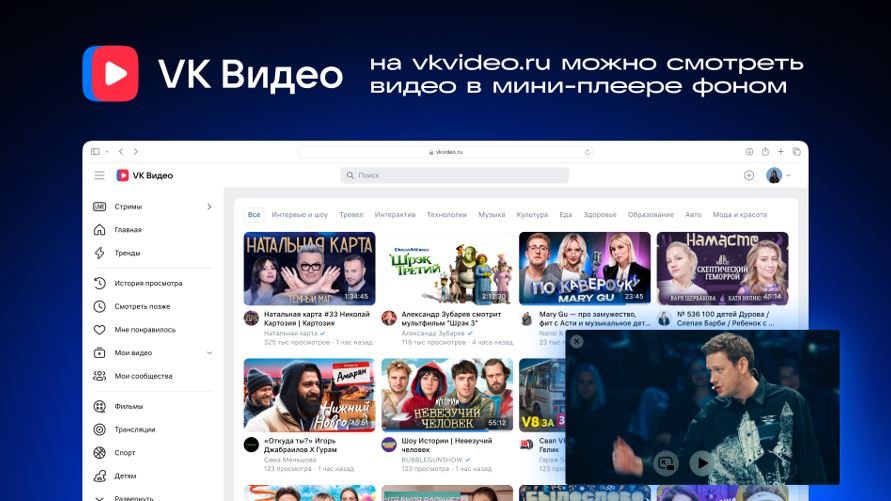 Пользователи веб-версии VK Видео смогут включать режим «Картинка в картинке»