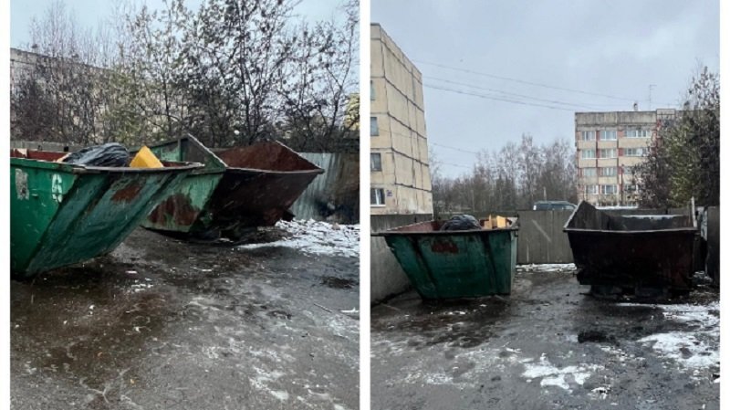 Контейнерную площадку в Тельмана очистили от отходов - Контейнерная площадка в Тельмана Тосненского района оказалась захламлена строительным и крупногабари