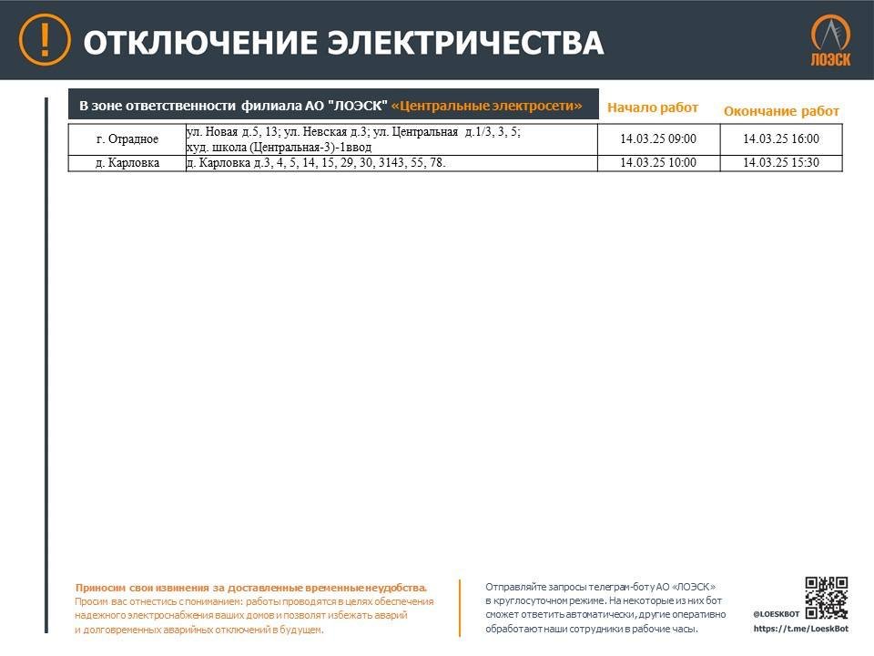 Опубликован график отключений электричества в Ленобласти на ближайшую неделю - В ЛОЭСК рассказали, где в Ленобласти не будет электричества в связи с плановыми работами на электрос