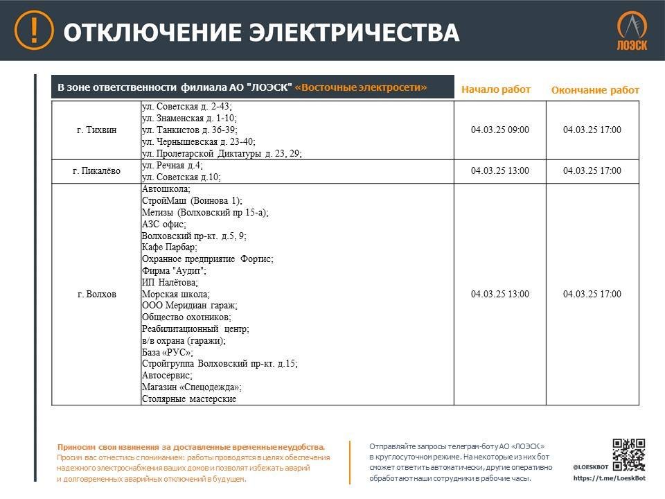 График отключений электричества в Ленобласти на ближайшую неделю - В ЛОЭСК рассказали, где в Ленобласти не будет электричества в связи с плановыми работами на электрос
