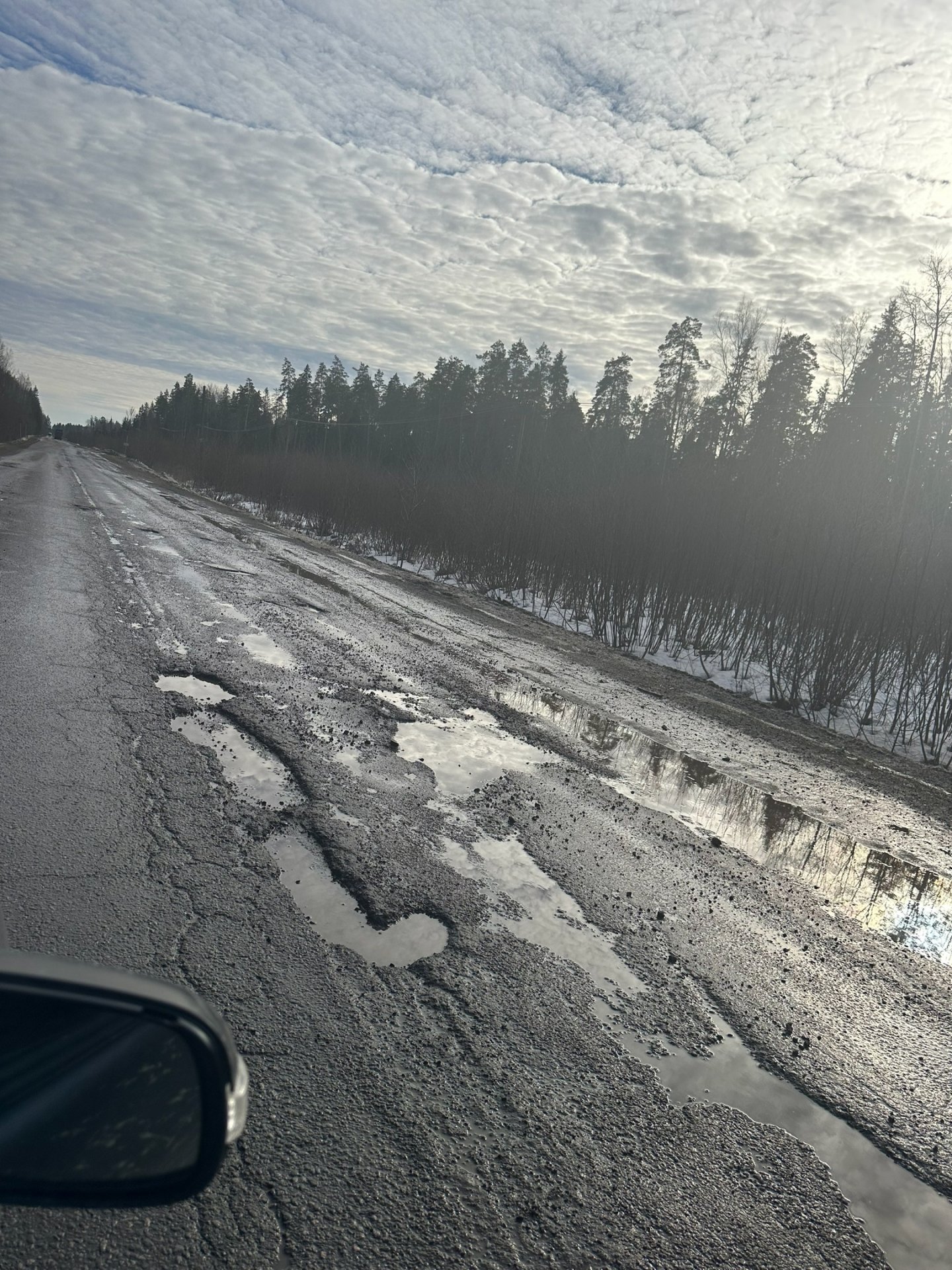 В Тосненском районе жители жалуются на разбитую дорогу Лисино-Корпус - Радофинниково - Дорога находится в аварийном состоянии и не соответствует никаким нормам безопасности.