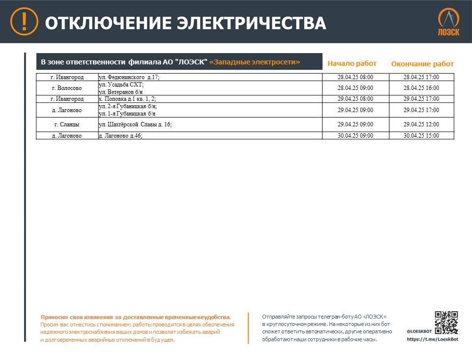 Публикуем график отключений электричества в Ленобласти на этой неделе - В ЛОЭСК рассказали, где в регионе не будет электричества в связи с плановыми работами на электросетя