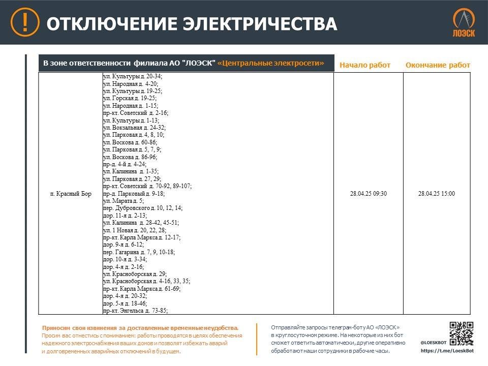 Публикуем график отключений электричества в Ленобласти на этой неделе - В ЛОЭСК рассказали, где в регионе не будет электричества в связи с плановыми работами на электросетя
