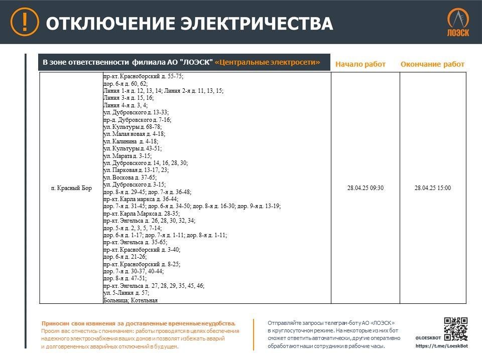 Публикуем график отключений электричества в Ленобласти на этой неделе - В ЛОЭСК рассказали, где в регионе не будет электричества в связи с плановыми работами на электросетя