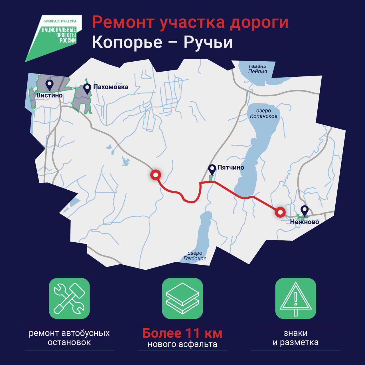 В Кингисеппском районе стартовал ремонт трассы Копорье – Ручьи - Работы пройдут через Пятнично, Котельский заказник и в сторону Вистино.