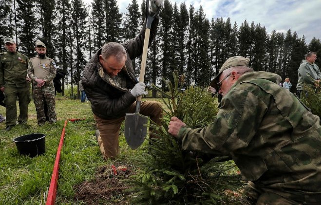 В Ленобласти создали живой символ Победы: геоглиф из 400 елей высадили в рамках акции «Сад памяти» - Активное участие в акции принял губернатор региона Александр Дрозденко.