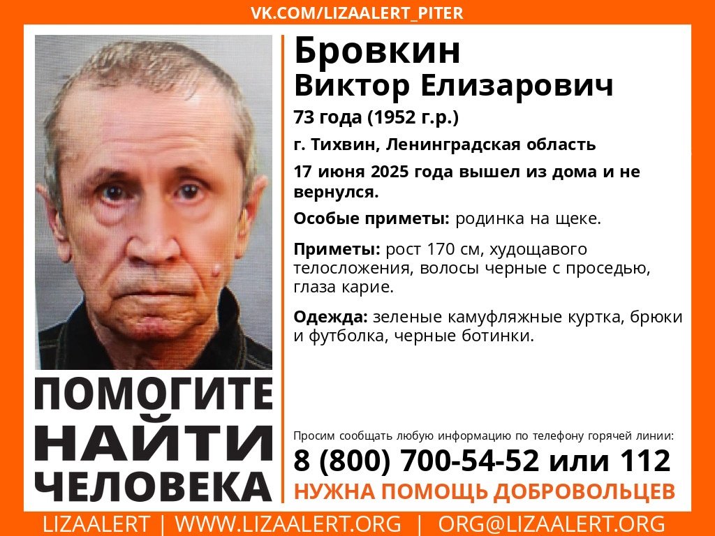 Нужна запись с регистраторов: автомобилистов Тихвина просят помочь в поиске пропавшего - Волонтеры «Лизы Алерт» просят автомобилистов поделиться записями с видеорегистраторов.