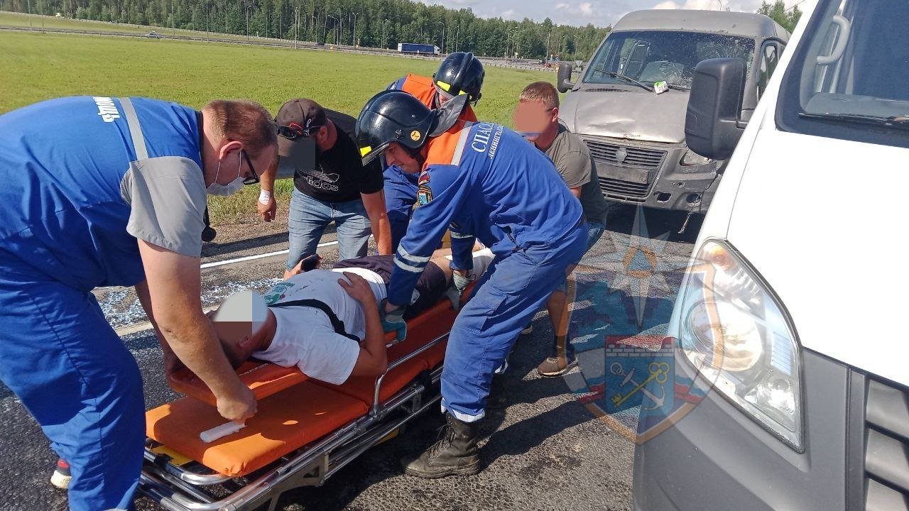 Один человек пострадал в лобовой аварии на трассе под Тосно - Проводится проверка.