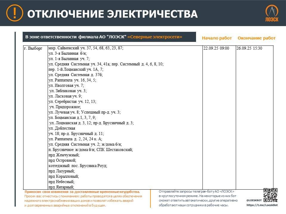 Где не будет электричества в Ленинградской области на следующей неделе: полный график отключений - На новой неделе в регионе пройдут плановые ремонтные работы на объектах энергетической инфраструктур