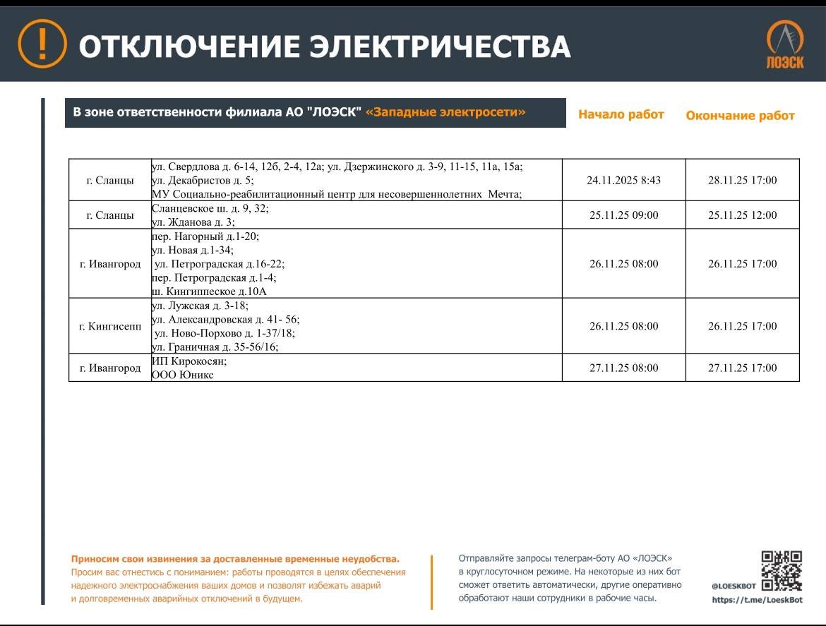 Где не будет электричества в Ленобласти на этой неделе: график отключений - На этой неделе в 47-м регионе пройдут плановые работы на объектах энергетической инфраструктуры.
