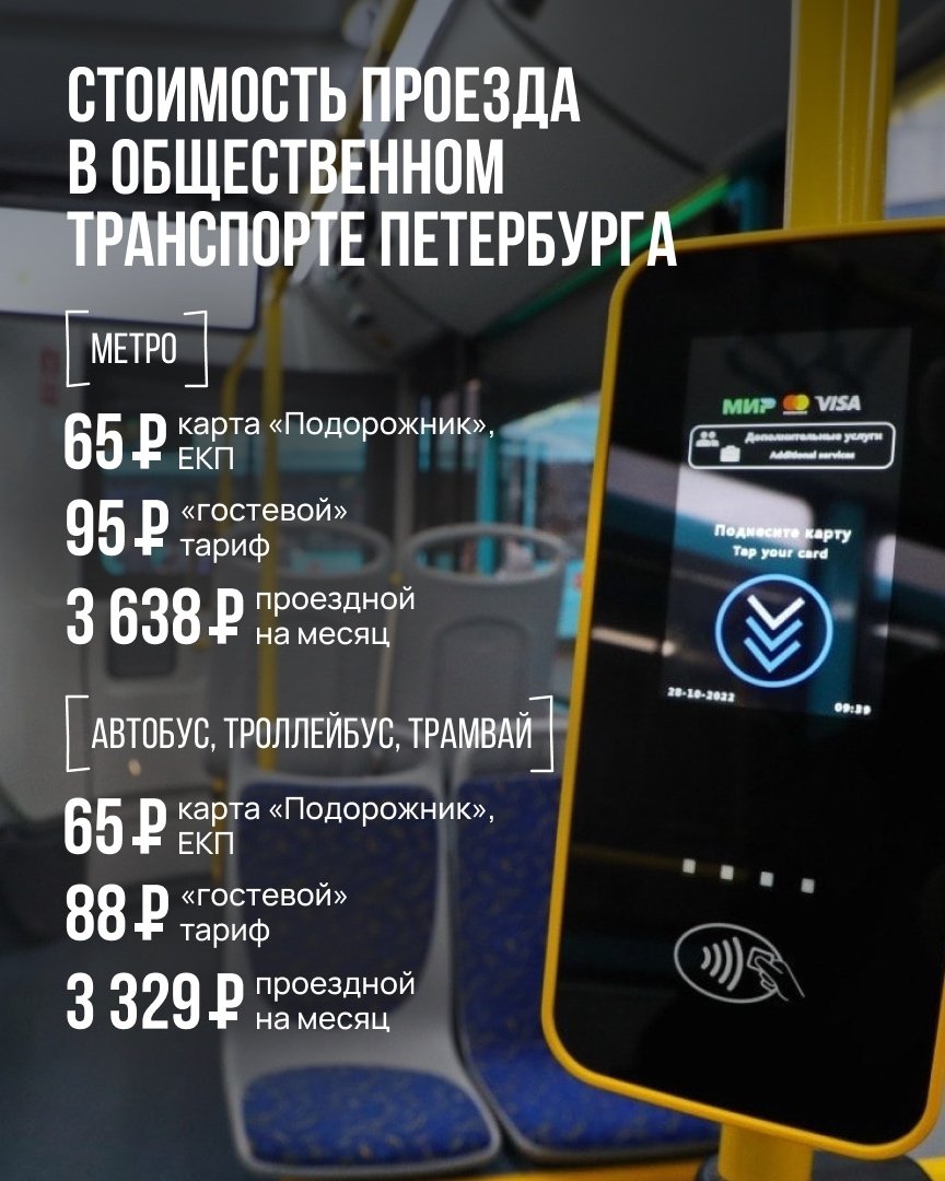 В Петербурге с 1 января подорожает проезд в общественном транспорте и пригородных поездах - В частности, льготный именной билет подорожает на 5% — до 839 рублей.