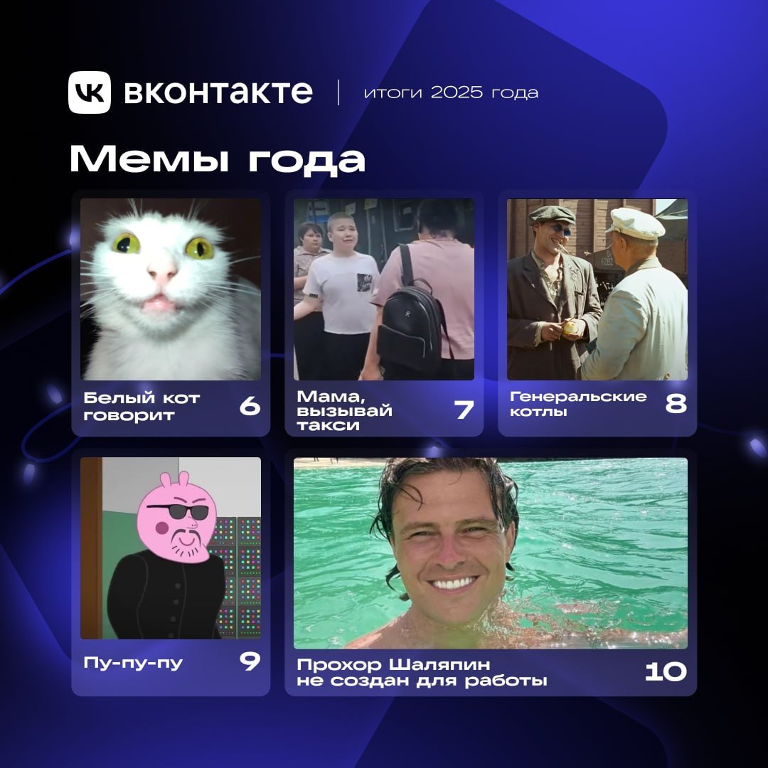 Российские пользователи выбрали лучшие мемы 2025 года - Пользователи ВКонтакте в совместном проекте с онлайн-энциклопедией Memepedia выбрали самые популярны