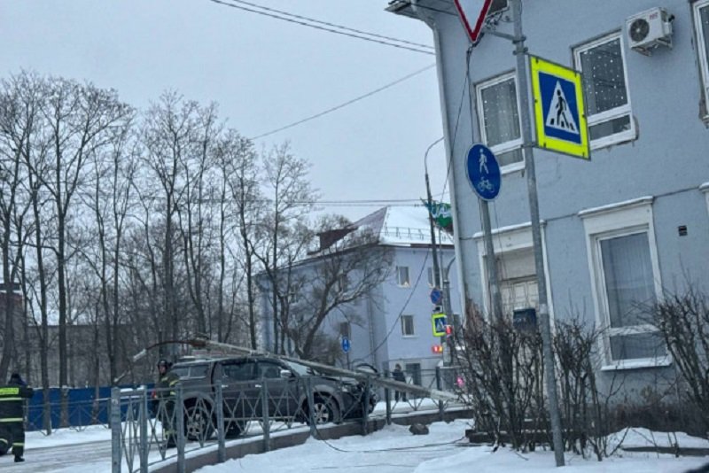 Столб насмерть придавил водителя иномарки в Выборгском районе – фото - Водитель автомобиля погиб утром 10 января в ДТП в Светогорске Выборгского района.