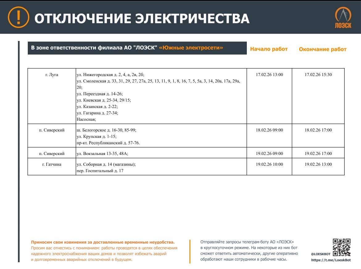 Где в Ленинградской области не будет электричества на новой неделе: график - На следующей неделе в 47-м регионе пройдут плановые отключения электричества.