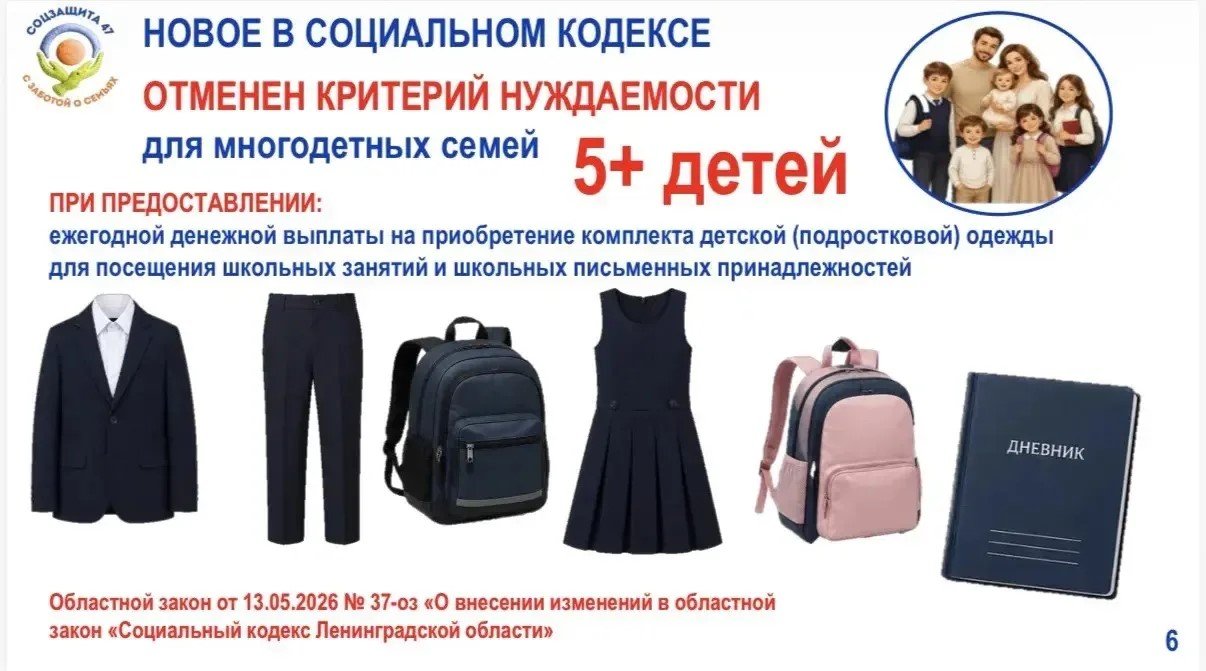 В Социальный кодекс Ленобласти внесены новые меры поддержки многодетных семей - В Ленинградской области приняты изменения в региональный Социальный кодекс. Нововведения затронули т