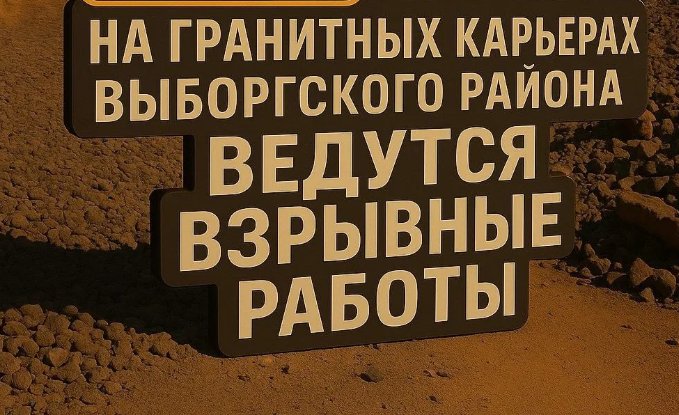 Взрывные работы на карьерах Выборгского района пройдут на этой неделе - Жителей и гостей района призывают соблюдать спокойствие и не приближаться к карьерам.