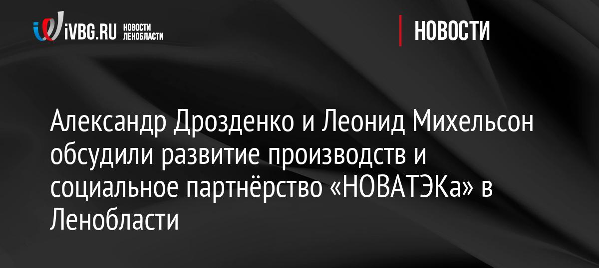 Александр Дрозденко и Леонид Михельсон обсудили развитие производств и социальное партнёрство «НОВАТЭКа» в Ленобласти