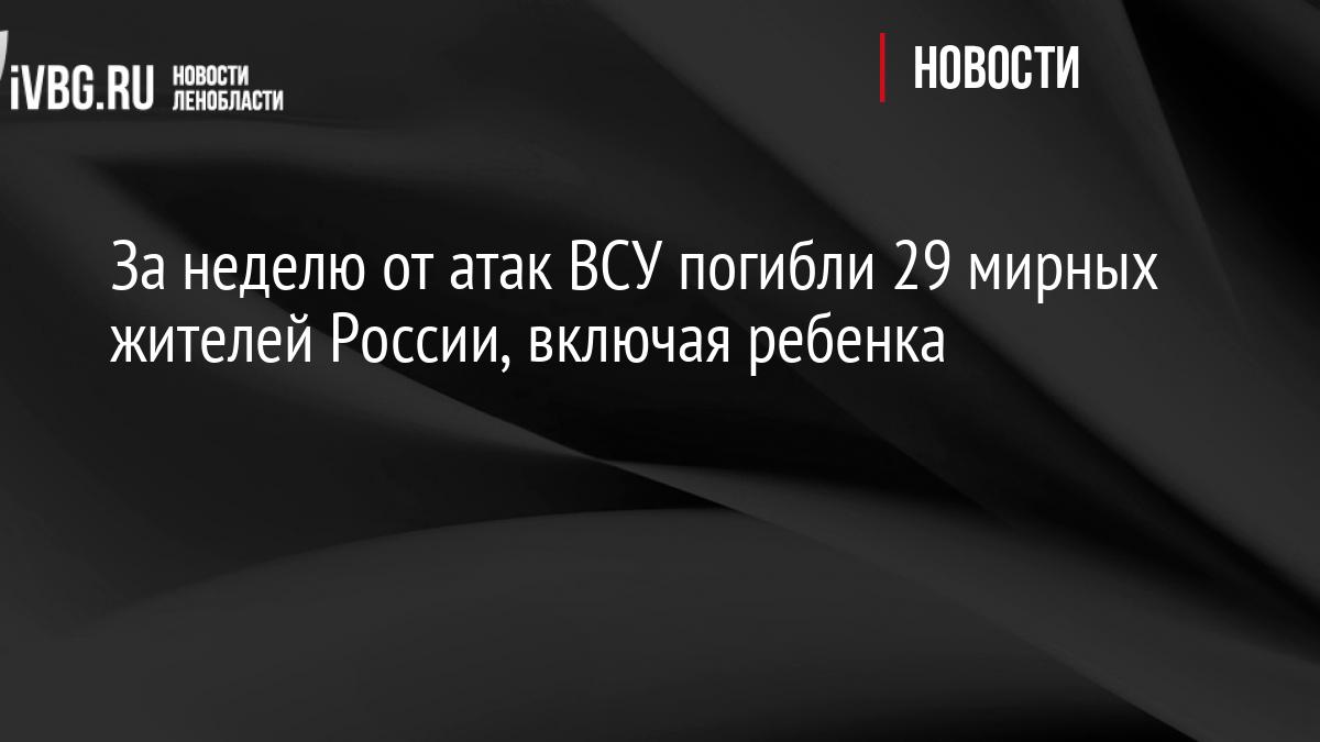 За неделю от атак ВСУ погибли 29 мирных жителей России, включая ребенка