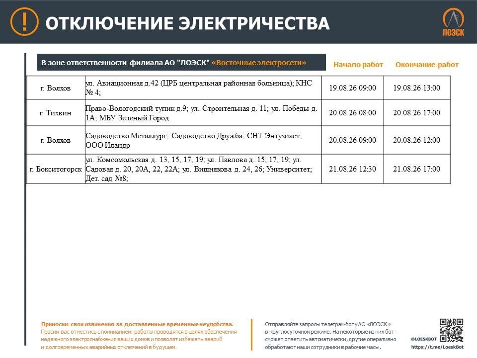 Где в Ленобласти не будет электричества на этой неделе: график - Опубликован график плановых отключений электричества в регионе.