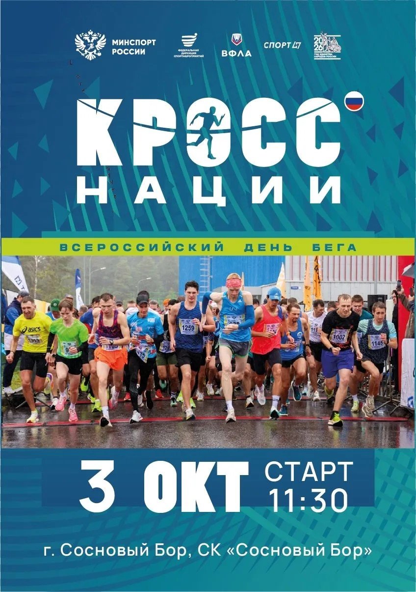 «Кросс нации — 2026» пройдёт в Сосновом Бору 3 октября - В Сосновом Бору 3 октября состоится всероссийский забег «Кросс нации — 2026». Участники смогут выбра