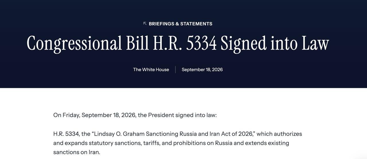 Трамп все-таки подписал закон об «адских санкциях» против России и пошлинах до 500% - Президент США Дональд Трамп 18 сентября подписал закон о расширении санкций против России и введении