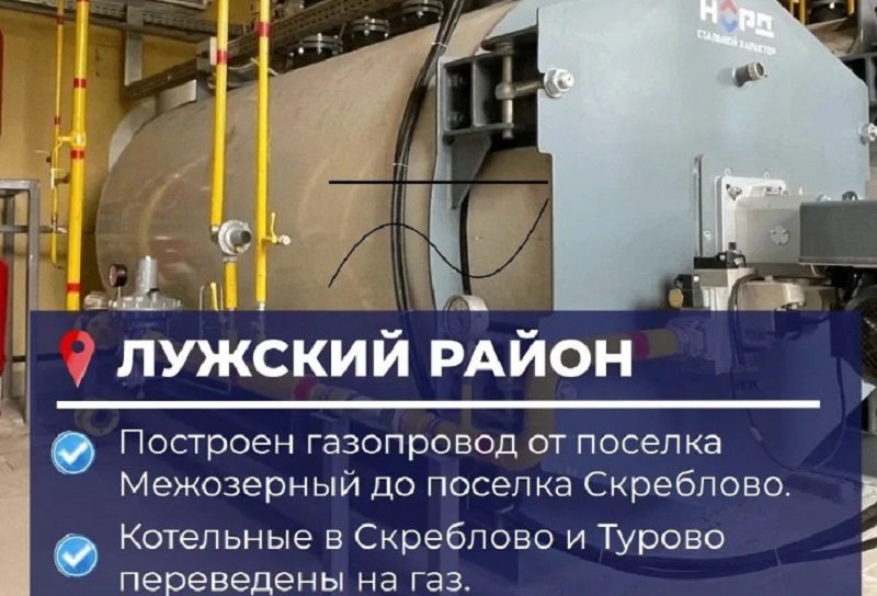 В Лужском районе газифицировали две котельные, отапливающие 19 многоквартирных домов - В Лужском районе подключили к природному газу две котельные в поселке Скреблово и деревне Турово, ко
