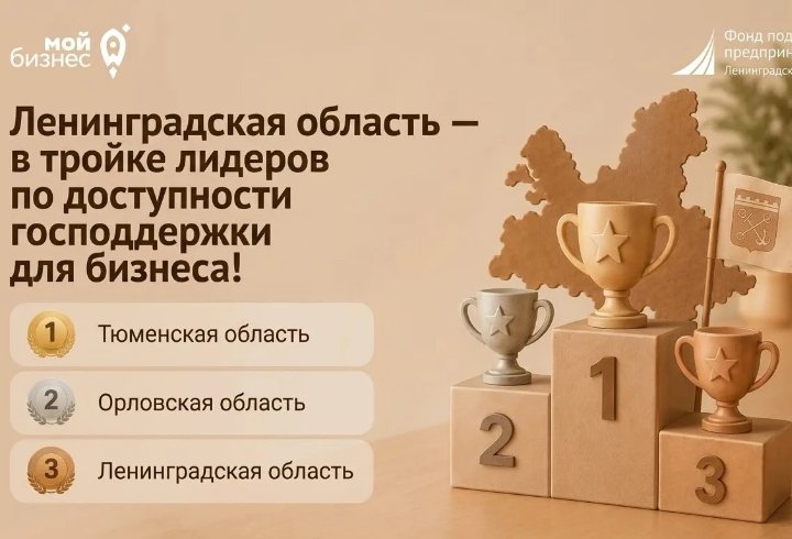 Ленобласть — в числе лидеров по доступности господдержки для бизнеса - Регион разместился на третьей строчке рейтинга.