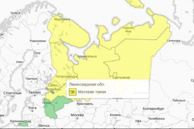 В Ленобласти объявили желтый уровень погодной опасности из-за тумана и гололедицы - В МЧС предупреждают о риске ДТП на нескольких федеральных трассах, включая М-10 «Россия», А-181 «Ска